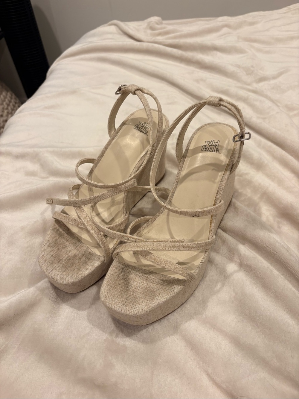 wild fable Beige Strappy Wedge Sandals